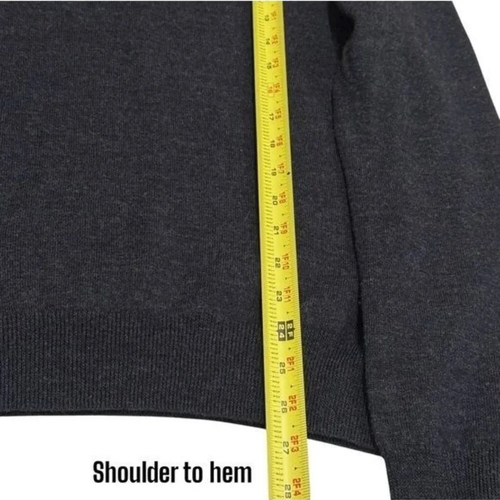 Express‎ Charcoal Extra Fine Merino Wool V-Neck Long Sleeve Cabin Cozy Holiday M